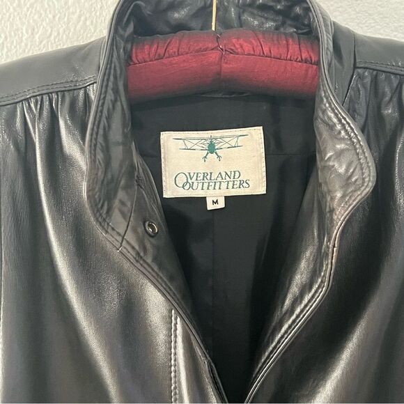 Vtg 80s Leather Coat Long Goth Whimsigoth Full Length Shoulder Pad Victorian L - Picture 11 of 15